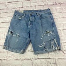 Usado, Bermuda jeans Hollister masculina tamanho 34W botão desgastado mosca lavagem leve comprar usado  Enviando para Brazil