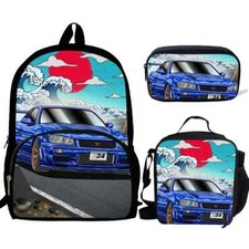Mochila 3 peças mochila corrida carro de rua GTR bolsas escolares pacote bolsa escolar infantil, usado comprar usado  Enviando para Brazil