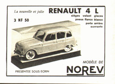 PUB VEHICULE MINIATURE  " NOREV  "     RENAULT " 4L "   "  1962 comprar usado  Enviando para Brazil