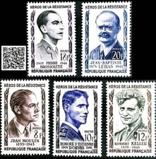 França 1957 RESISTANCE HEROES SC#826-30 MNH SEGUNDA GUERRA MUNDIAL, MILITAR comprar usado  Enviando para Brazil