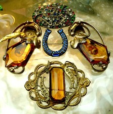 LOTE DE JOIAS ART DÉCO VIDRO ÂMBAR VITORIANO AZUL E SALADA DE FRUTAS STRASS COMO ESTÁ! comprar usado  Enviando para Brazil