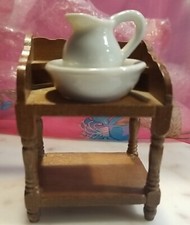 Soporte de lavado vintage con jarra de porcelana y cuenco muebles para casa de muñecas MCM segunda mano  Embacar hacia Mexico