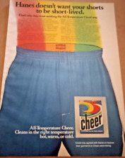 Usado, 1980 página de anúncio impressa - Sabonete de lavanderia CHEER - Roupa íntima masculina Hanes Publicidade comprar usado  Enviando para Brazil