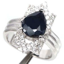 Prata esterlina 925 8 x 10 mm. Anel de safira azul e zircão branco tamanho 5,75 comprar usado  Enviando para Brazil