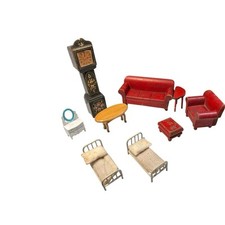 Lote antigo vintage 9 móveis para casa de bonecas camas de metal sofá Strombecker Mattel comprar usado  Enviando para Brazil