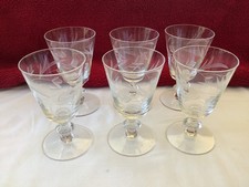 Seis copos de vinho vintage preço cristal 4 7/8” corte planta design bolacha haste PCZ1 comprar usado  Enviando para Brazil