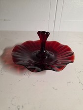 Vintage Anchor Hocking Glass Tidbit Tray Royal Ruby Red Center Handled Plate, usado comprar usado Vintage Anchor Hocking Glass Tidbit Tray Royal Ruby Red Center Handled Plate, usado comprar usado  Enviando para Brazil