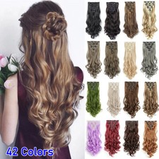 Cabeçote Completo 7Pcs 22" Longo Ondulado clipe em extensões de cabelo natural como cabelo humano 130G comprar usado  Enviando para Brazil