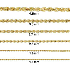 Usado, Colar de corrente masculino feminino ouro amarelo 10K 1mm-4mm corte diamante laser corda 16"-30" comprar usado  Enviando para Brazil