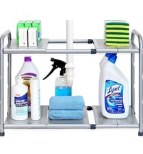 Prateleira organizadora de metal resistente expansível Under Sink 2 camadas, prata (E... comprar usado  Enviando para Brazil