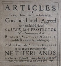 CROMWELL ARTICLES PEACE ~1654~ ANGLO DUTCH WAR Proclamation TREATY WESTMINSTER comprar usado  Enviando para Brazil