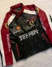 Jaqueta de couro Ferrari preta corrida campeão mundial couro de vaca real comprar usado  Enviando para Brazil