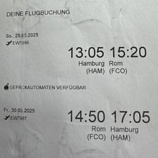 Flugtickets hamburg rom gebraucht kaufen  Kiel