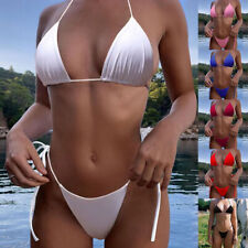Conjunto de sutiã feminino sexy tanga fio dental mini biquíni roupa de banho laço lateral comprar usado  Enviando para Brazil