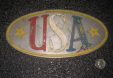 Usado, Placa de señalización patriótica de aluminio fundido vintage emblema "USA" segunda mano  Embacar hacia Argentina