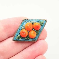 Broche micromosaico antigo de frutas laranja micro mosaico ouro fino pipa dourada Murano comprar usado  Enviando para Brazil