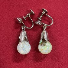 Brincos vintage de prata esterlina opalita flutuante vidro opala pendurado parafuso traseiro  comprar usado  Enviando para Brazil