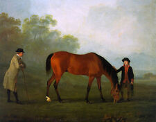 pintura a óleo de alta qualidade pintada à mão em tela "dois homens e um cavalo" @NO9969 comprar usado  Enviando para Brazil