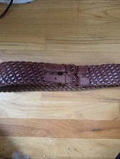 Cinto feminino Abercrombie & Fitch tecido M alça dupla fivela couro marrom Y2K comprar usado  Enviando para Brazil