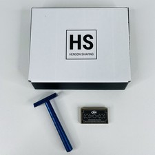 Barbeador Henson AL13 alumínio suave borda dupla segurança, aço azul, 4 lâminas, usado comprar usado  Enviando para Brazil