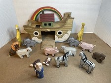 Usado, Conjunto feito à mão de madeira Arca de Noé Delton Products brinquedos Arca de Noé com 14 animais comprar usado  Enviando para Brazil
