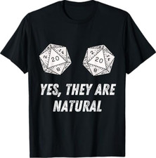 Camiseta Yes They're Natural D20 20 dados engraçada RPG tabuleiro humor jogador comprar usado  Enviando para Brazil