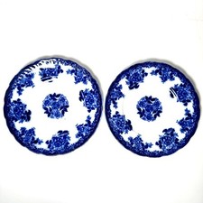 Par de placas X azul fluxo padrão Waldorf Ca. 1900, New Wharf Pottery, Inglaterra 9"" comprar usado  Enviando para Brazil