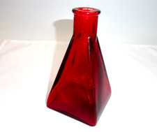 VIDRO VERMELHO VINTAGE 5 oz GARRAFA FORMATO PIRÂMIDE 5" ALTURA VASO ANTIGO COR CRANBERRY comprar usado  Enviando para Brazil