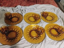 Usado, Vintage Âmbar Tiaraware Indiana Glass Lanche Prato & Copo Conjunto de 12 comprar usado  Enviando para Brazil