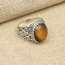 Anel masculino ansiedade prata esterlina 925 pedra preciosa olho de tigre todos os tamanhos D21 comprar usado  Enviando para Brazil