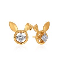 Brincos infantis de ouro amarelo 14K com diamantes da Senco Gold, usado comprar usado  Enviando para Brazil