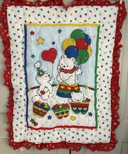 Edredom vintage Carters Riegel bebê cobertor balão urso babado reversível EUA comprar usado  Enviando para Brazil