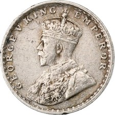[#1116661] Indie Brytyjskie, George V, 2 Annas, 1914, Srebro, AU(50-53), KM:515 na sprzedaż  Wysyłka do Poland