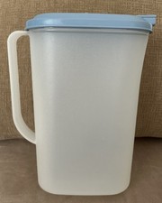 Jarro transparente vintage Tupperware Slim Line 2 quartos com tampa flip top azul #2009-2 comprar usado  Enviando para Brazil