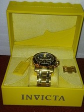 Relógio masculino Invicta 0072 Pro Diver mostrador preto folheado a ouro cronógrafo comprar usado  Enviando para Brazil