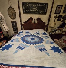 Handstitched quilt blue for sale  De Kalb