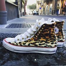 Converse All personalizzate con tessuto leopard borchie oro punta effetto sporco comprar usado  Enviando para Brazil