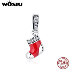 Wostu 925 Sterling prata meia de Natal charme pulseira de contas presente mulheres pingente comprar usado  Enviando para Brazil