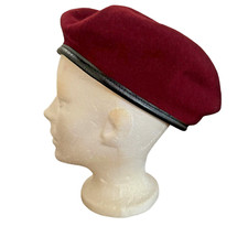 Boina de lã framboesa vintage coleção guarnição DSCP feita nos EUA tamanho 6 7/8 nova sem etiquetas comprar usado  Enviando para Brazil