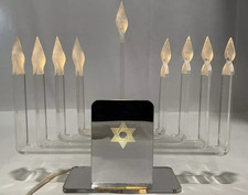 Usado, Menorah Antigo Meados do Século Elétrico Lucite Acrílico Espelhado Judaica Iluminar FUNCIONA! comprar usado  Enviando para Brazil