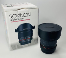 Lente asférica olho de peixe Rokinon 8mm f3.5 HD com capuz para DSLR digital Canon comprar usado  Enviando para Brazil