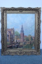 PINTURA AL ÓLEO C.P. HEEMSKERK (1925-2006) AMSTERDAM MONTEBAANSTOWER ÓLEO SOBRE LIENZO segunda mano  Embacar hacia Mexico