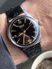 REVUE Automatyczny zderzak 34mm | Oszałamiająca czarna pozłacana błyszcząca tarcza | Vintage lata 50-te, używany na sprzedaż  PL
