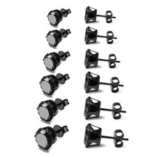 Brincos masculinos femininos de aço inoxidável preto redondo de zircônia cúbica 3mm-8mm comprar usado  Enviando para Brazil