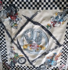 MOSCHINO VINTAGE BORDAS LAMINADAS LENÇO DE SEDA TEMA MOTOCICLETA 34"×34" NOVO  comprar usado  Enviando para Brazil