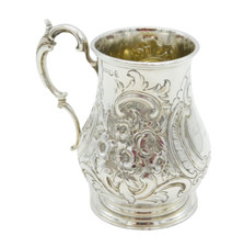 Caneca de batizado floral vitoriana escocesa prata esterlina Tankard antiga 1859 comprar usado  Enviando para Brazil