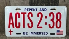 Placa de licença Atos 2:38 Arrependa-se e Seja Imerso Religiosa Novidade Frontal Usada, usado comprar usado  Enviando para Brazil