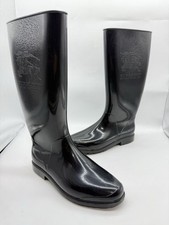 Usado, Botas de chuva Burberry pretas altas tamanho 39 EUA 9 xadrez interior borracha brilhante puxar comprar usado  Enviando para Brazil