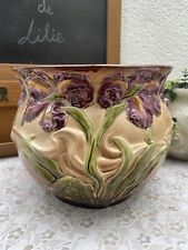 Très Grand Cache Pot Ancien en Barbotine Décor Iris Signé UCS – Art Nouveau comprar usado  Enviando para Brazil