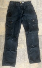 Calça preta Carhartt joelho duplo carpinteiro carga ajuste relaxado masculina 32x34, usado comprar usado  Enviando para Brazil